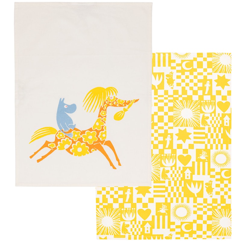 Mumin Kökshandduk Fest 2-pack, Gul