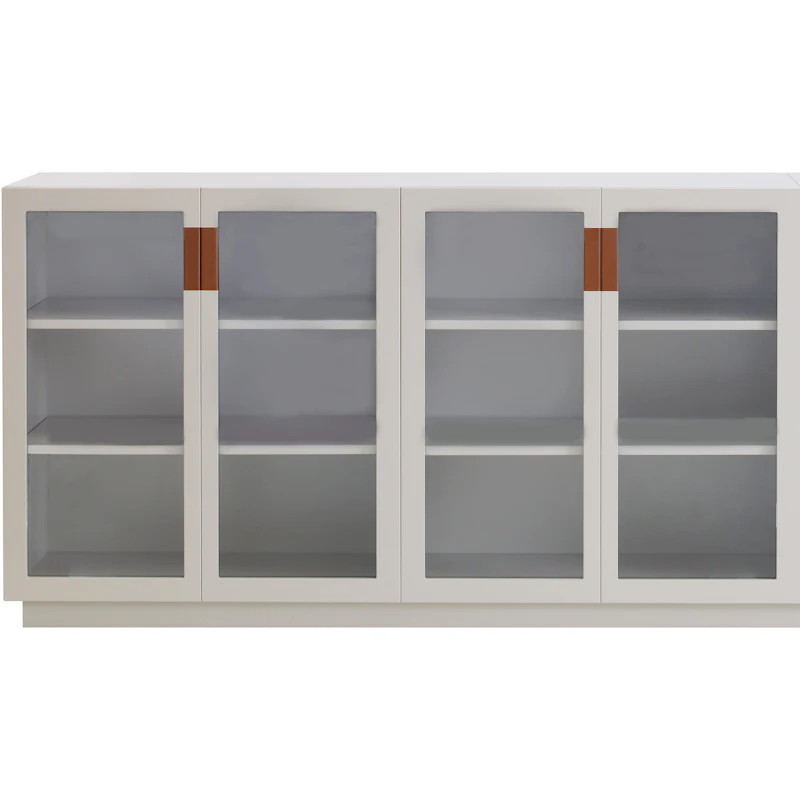 Frame 160 Medium Vitrinskåp Med Glasdörrar, Vit / Konjak