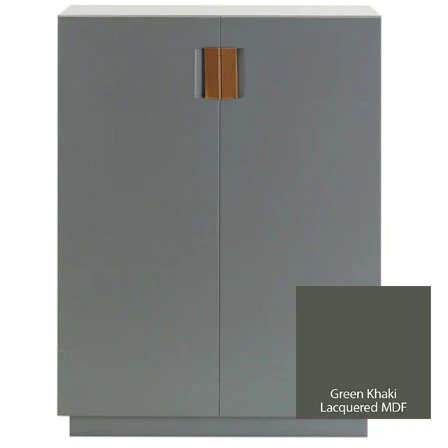 Asplund Frame 80 High Sk&aring;p Green Khaki / Konjak - Sk&aring;p & vitrinsk&aring;p L&auml;der Konjak - F80HCD45