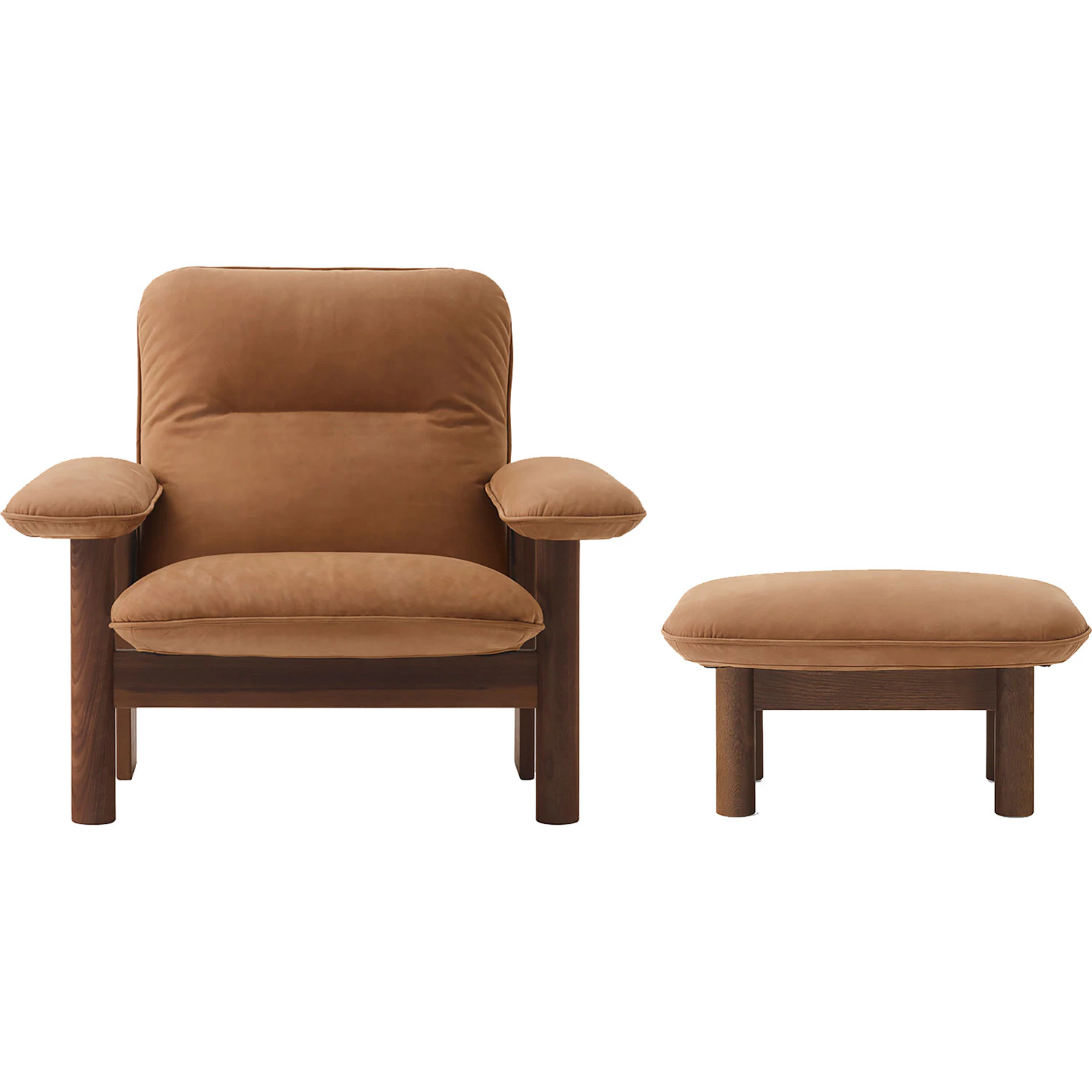 Audo Copenhagen Brasilia F&aring;t&ouml;lj Med Ottoman M&ouml;rkbetsad Ek Camel - F&aring;t&ouml;ljer Massiv Ek Camel - 319277-319286