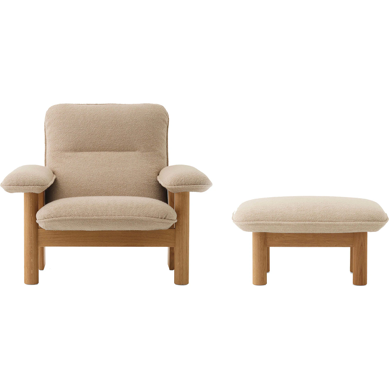Audo Copenhagen Brasilia F&aring;t&ouml;lj Med Ottoman Naturlig Ek 02 Beige - F&aring;t&ouml;ljer Boucl&eacute; Boucl&eacute; 02 Beige - 319273-319282