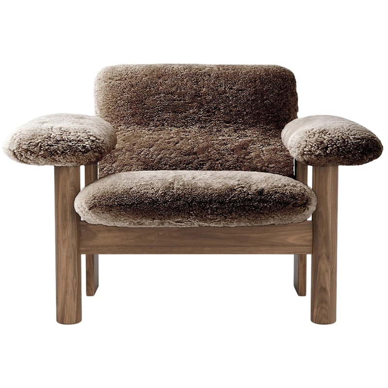 Brasilia Fåtölj Låg Rygg, Walnut / Sheepskin Sahara