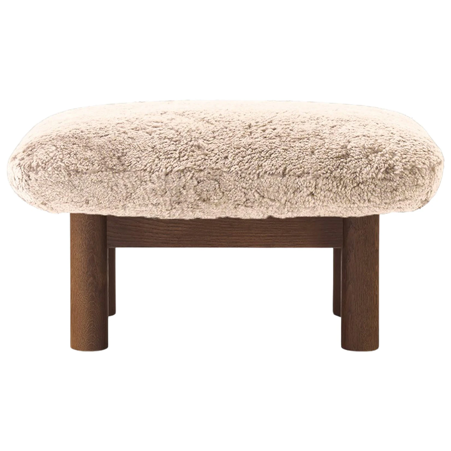Audo Copenhagen Brasilia Ottoman M&ouml;rkbetsad Ek Sheepskin Nature - Fotpallar Massiv Ek Sheepskin Nature - 71022-005731
