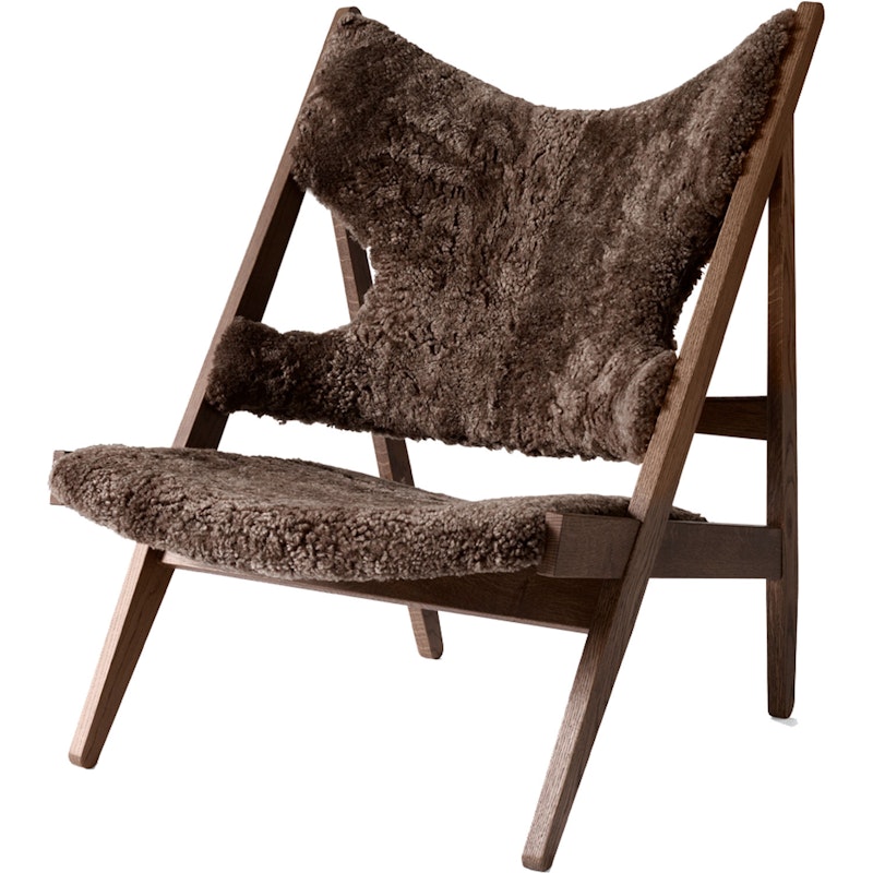 Knitting Loungestol, Mörkbetsad Ek / Fårskinn Drake 20