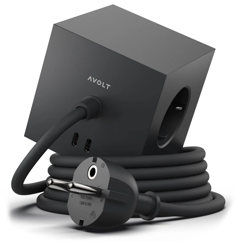 Square 1 Grenuttag Med USB-C / Magnet 1,8 m, Stockholm Black