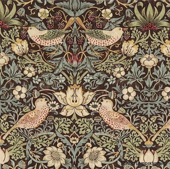 Bergo Lampsk&auml;rmar Linus 23 Strawberry Thief Mocca - Lampsk&auml;rmar Textil Mocca - S09/23/313162100