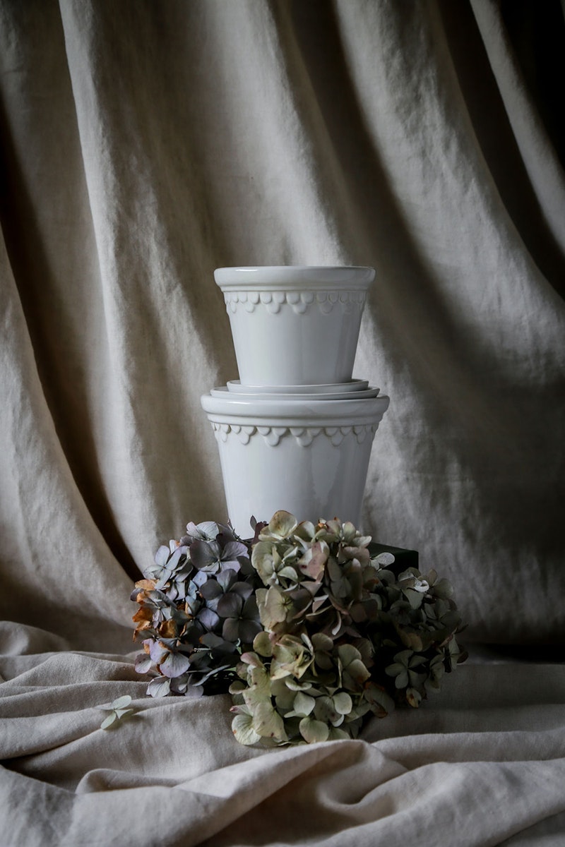 C*Y様 Bergs Potter Copenhagen Mineral Whi Københavner Pot with Saucer - Glazed Mineral White – Hedges