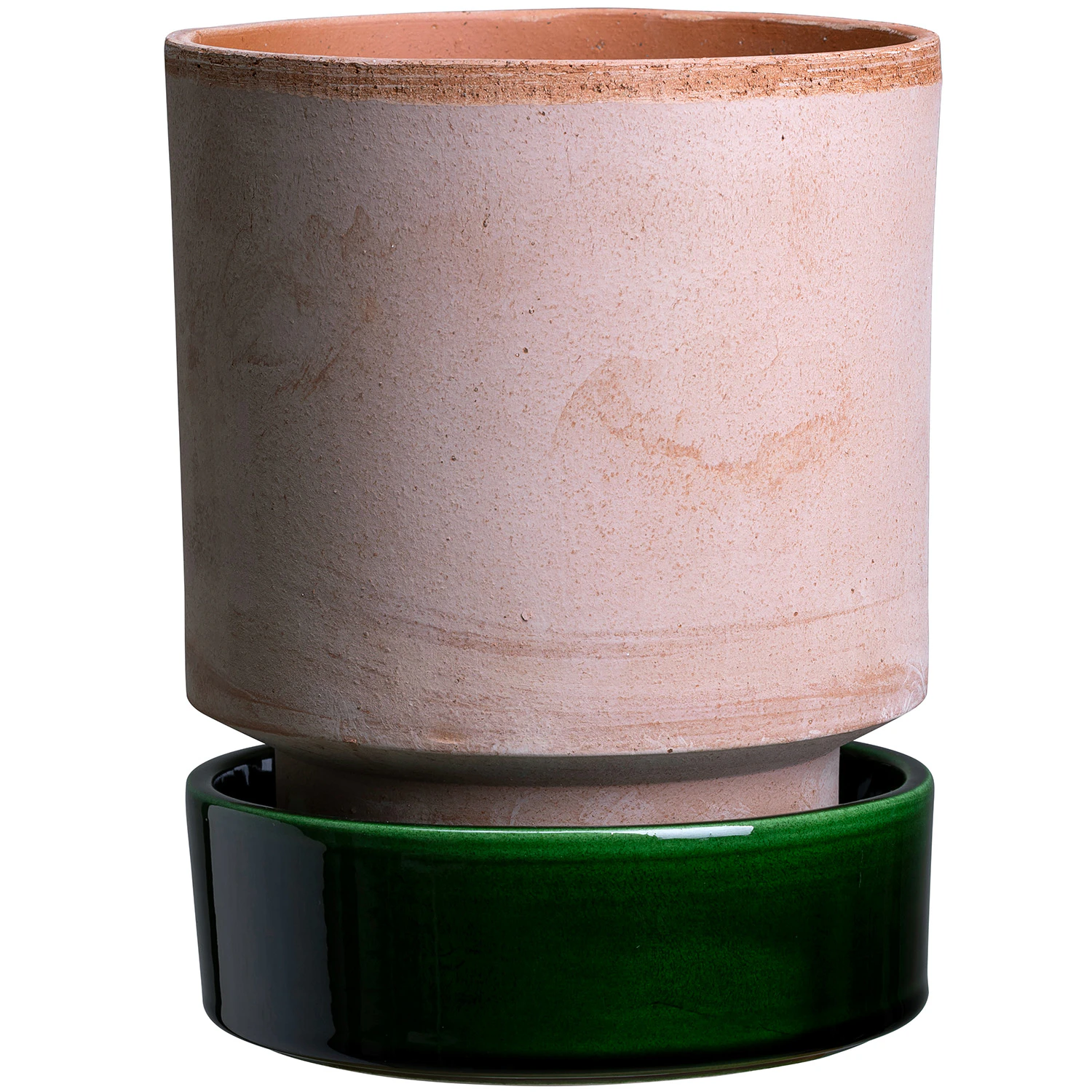Bergs Potter Hoff Blomkruka Med Fat Rosa/gr&ouml;n &Oslash; 14 Cm - Krukor Terrakotta Gr&aring; - HORCG14S