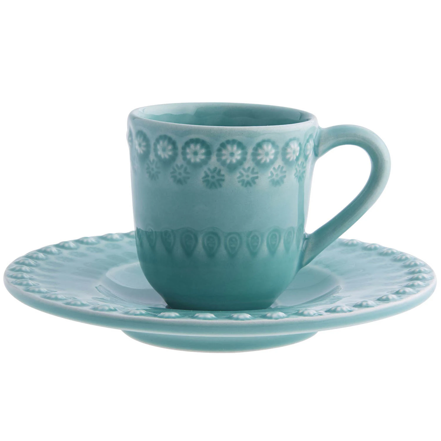 Bordallo Pinheiro Fantasy Kaffekopp Med Fat Turkos - Kaffekoppar Lergods Turkos - 65019246