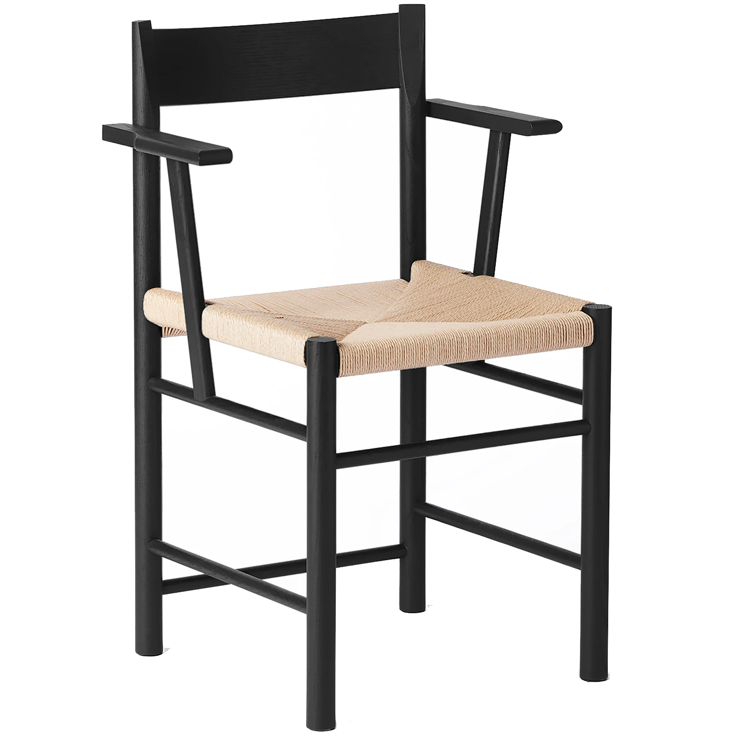 Brdr. Kr&uuml;ger F Karmstol Svartlackad / Neutralt Papperssn&ouml;re - Stolar Ask Svart - FCCA-ABA-XX-01