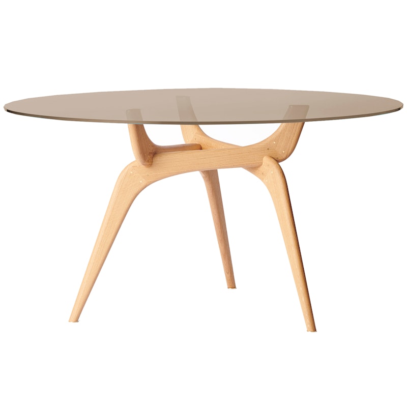 Triiio Matbord Ø135 cm, Oljad Ek / Bronsfärgat Glas
