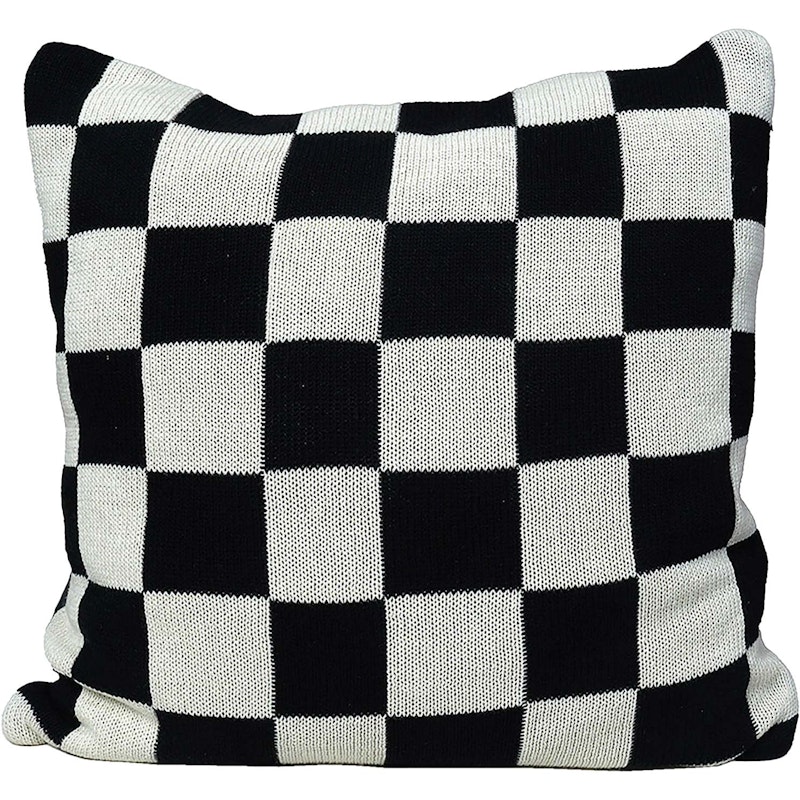 Knitted Check Kuddfodral 50x50 cm, Svart