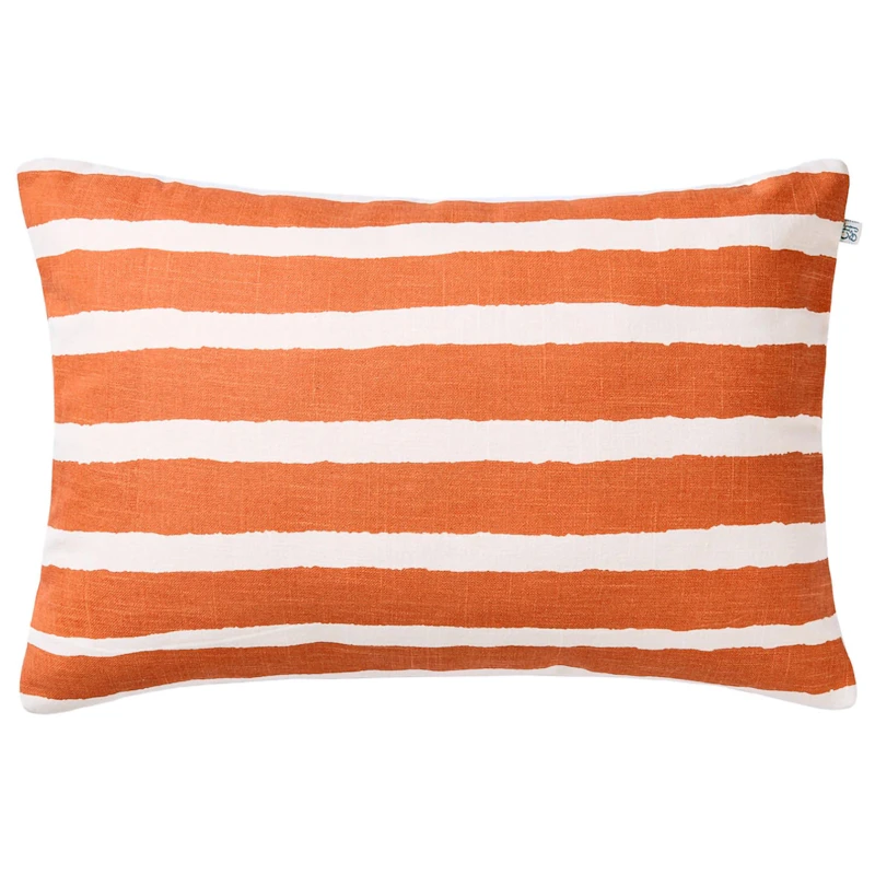 Block Stripe Utomhuskudde 40x60 cm, Off-white / Apricot Orange