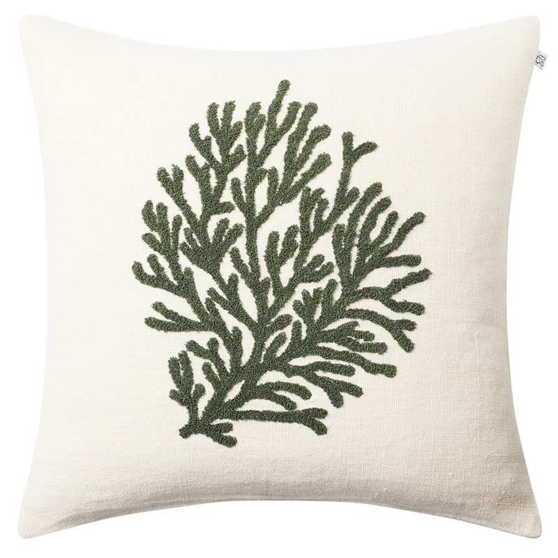 Coral Kuddfodral 50x50 cm, Off-white/Cactus Green