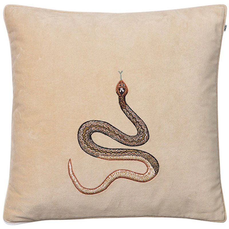 Embroidered Cobra Kuddfodral 50x50 cm, Beige