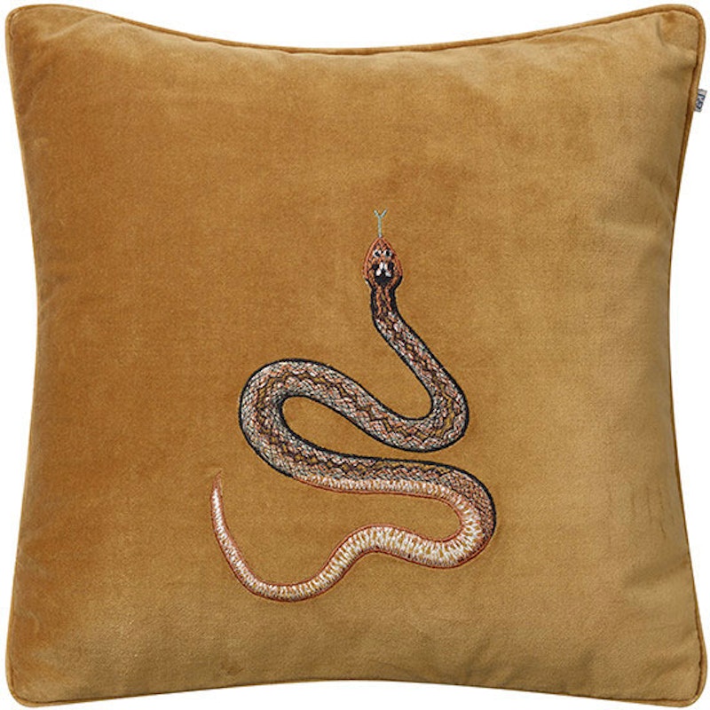 Embroidered Cobra Kuddfodral 50x50 cm, Masala Yellow