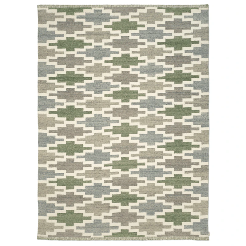 Korsnäs Ullmatta 250x350 cm, Blå / Grön