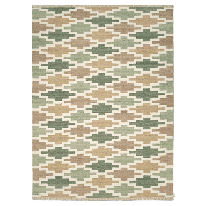 Korsnäs Ullmatta 250x350 cm, Grön / Beige