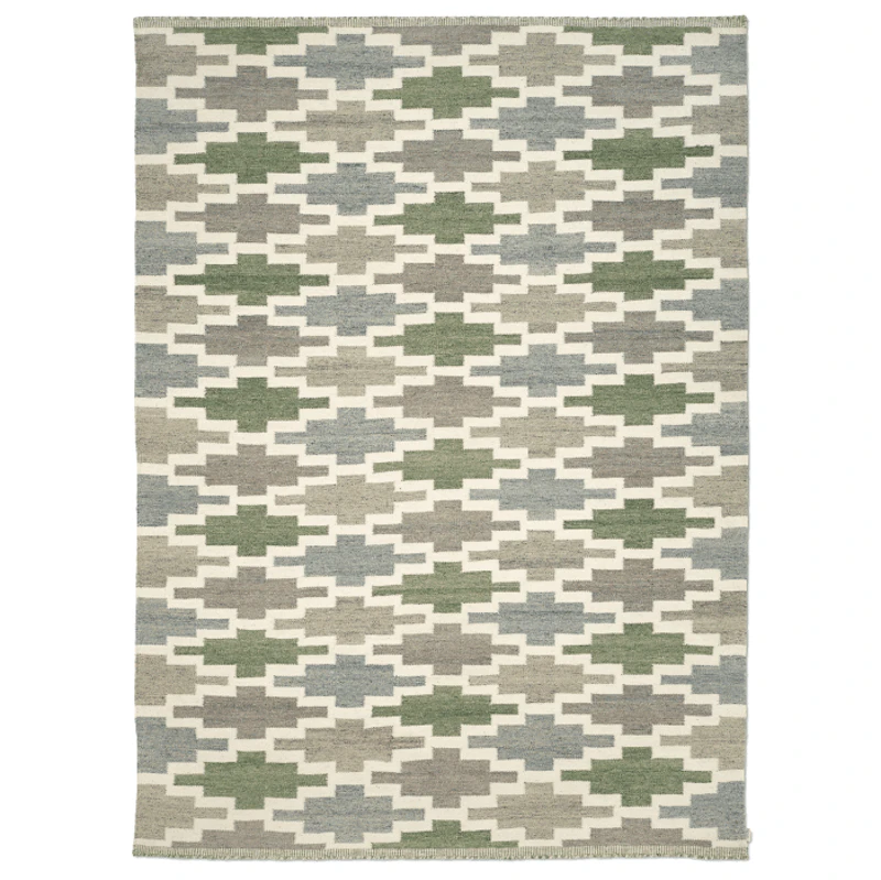 Korsnäs Ullmatta 200x300 cm, Blå / Grön