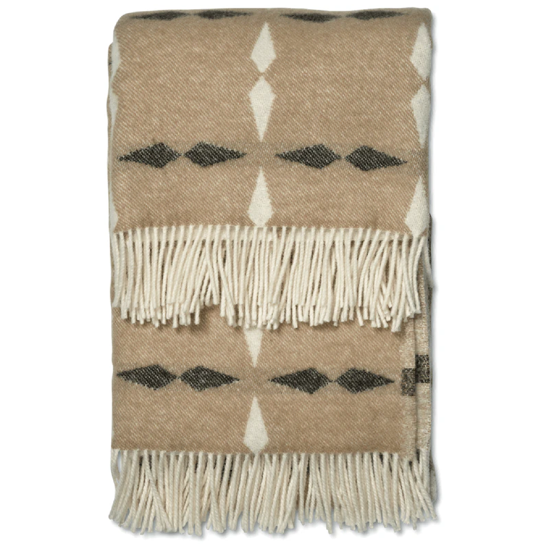 Tile Ullpläd 130x180 cm, Svart / Vit / Beige