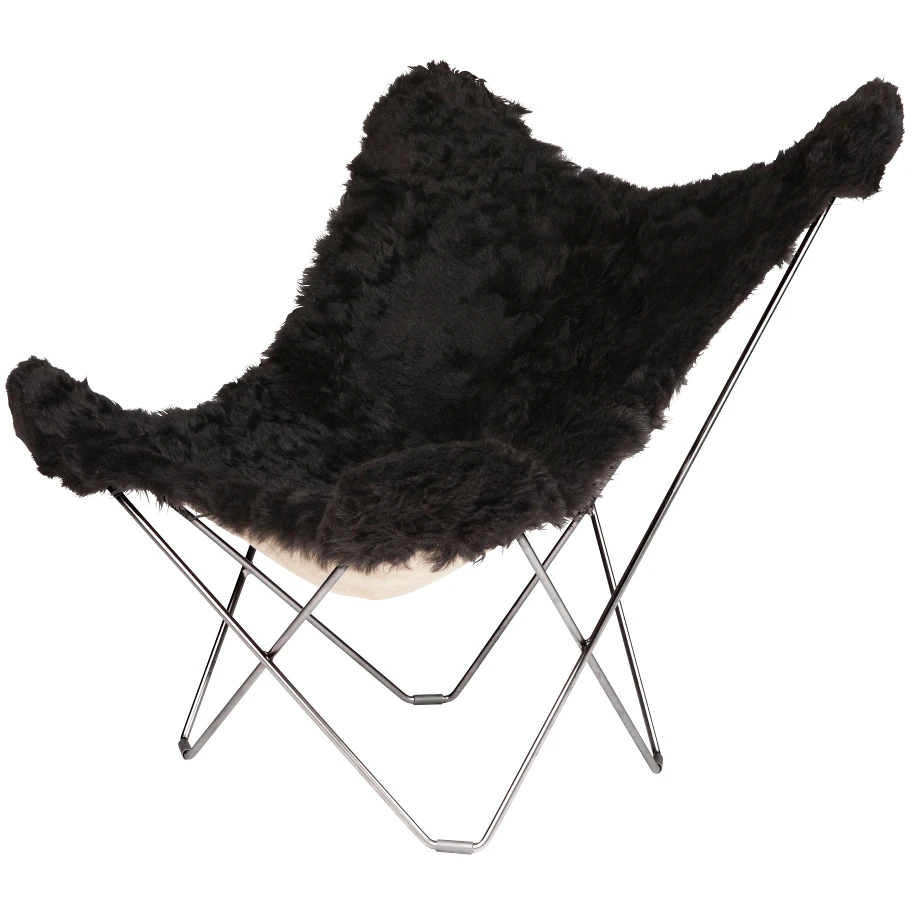 Cuero Iceland Mariposa Butterfly Chair Shorn Black/chrome - F&aring;t&ouml;ljer F&aring;rskinn Svart - 1110102