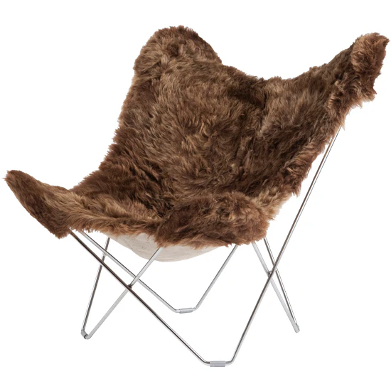 Cuero Iceland Mariposa Butterfly Chair Shorn Brown/chrome - F&aring;t&ouml;ljer F&aring;rskinn Brun - 1111302