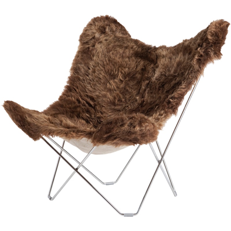 Iceland Mariposa Butterfly Chair, Shorn Brown/Chrome