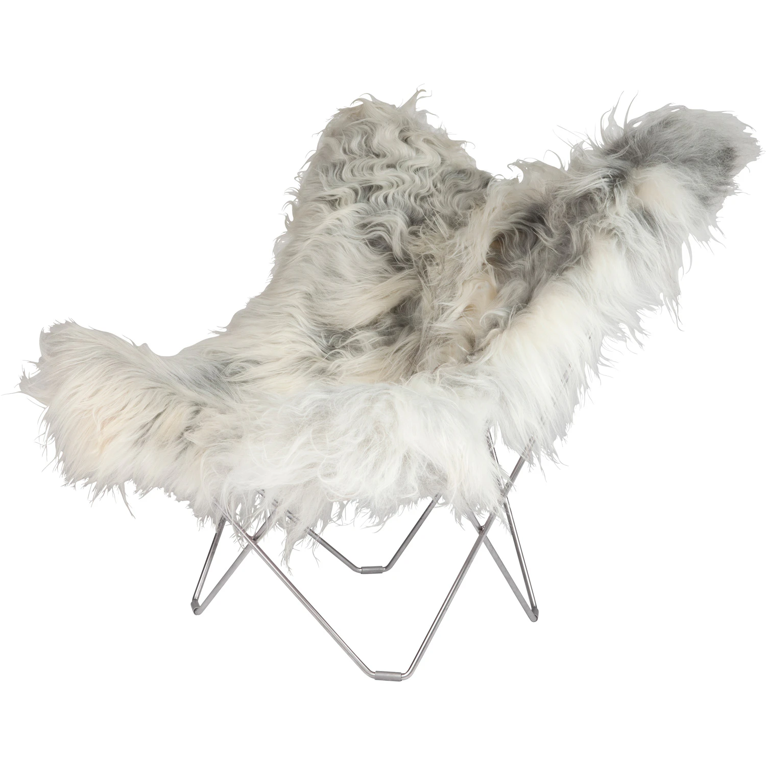 Cuero Iceland Mariposa Butterfly Chair Wild Grey/chrome - F&aring;t&ouml;ljer L&auml;der Krom - 1121202
