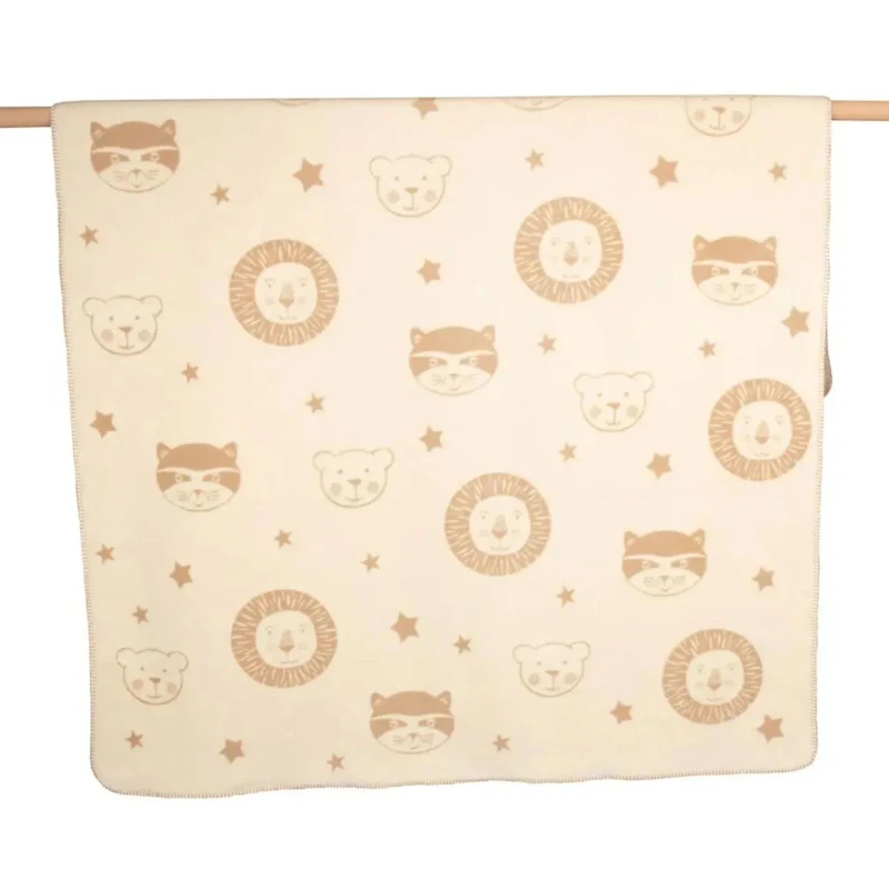 Mila Barnfilt 150x200 cm Lion Raccoon Bear, Off-white