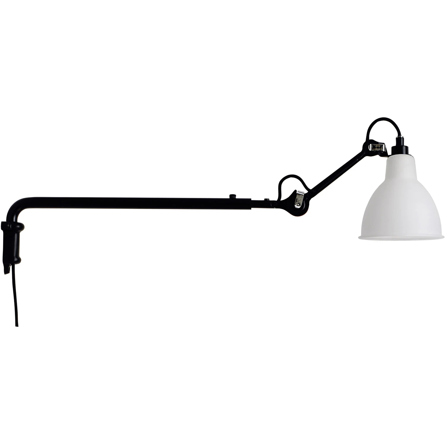 Dcw&eacute;ditions Lampe Gras N&deg;203 V&auml;gglampa Svart / Frostat Glas - V&auml;gglampor St&aring;l Svart - LG-203 BL-GL
