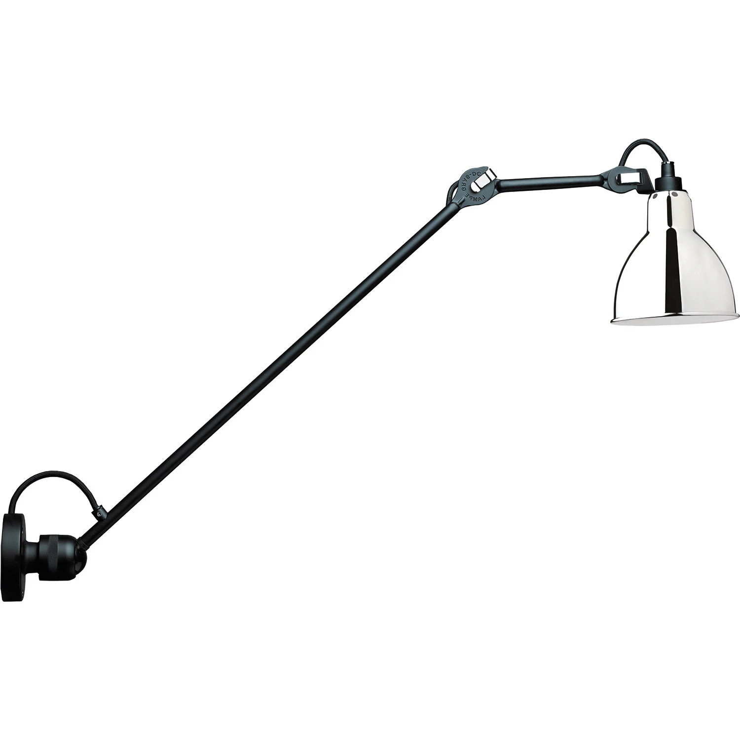 Dcw&eacute;ditions La Lampe Gras N&deg;304 V&auml;gglampa L60 Svart / Krom - V&auml;gglampor St&aring;l Svart - 304 L 60 BL-CH ROUND