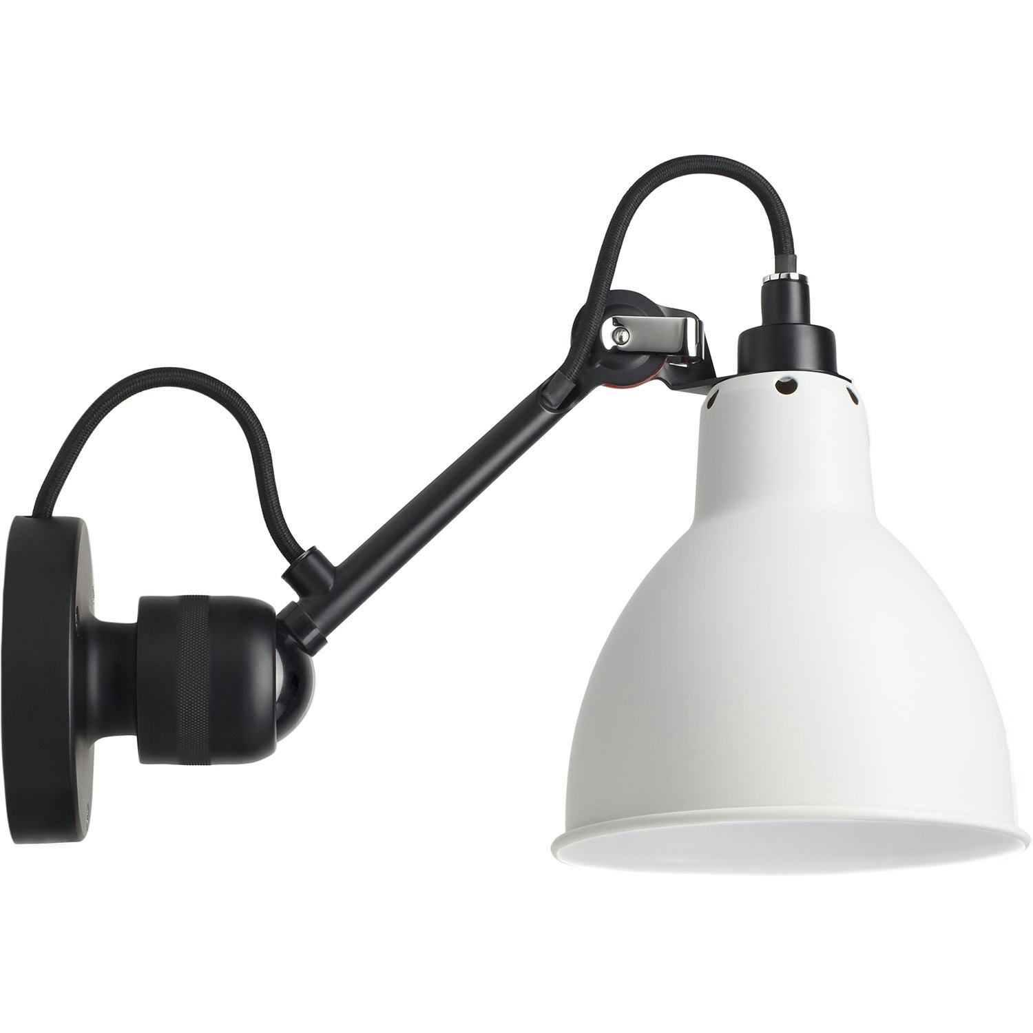 Dcwéditions Lampe Gras N°304 Vägglampa Med Sladd Svart / Vit - Vägglampor Stål Svart - 304 CA BL-WH ROUND