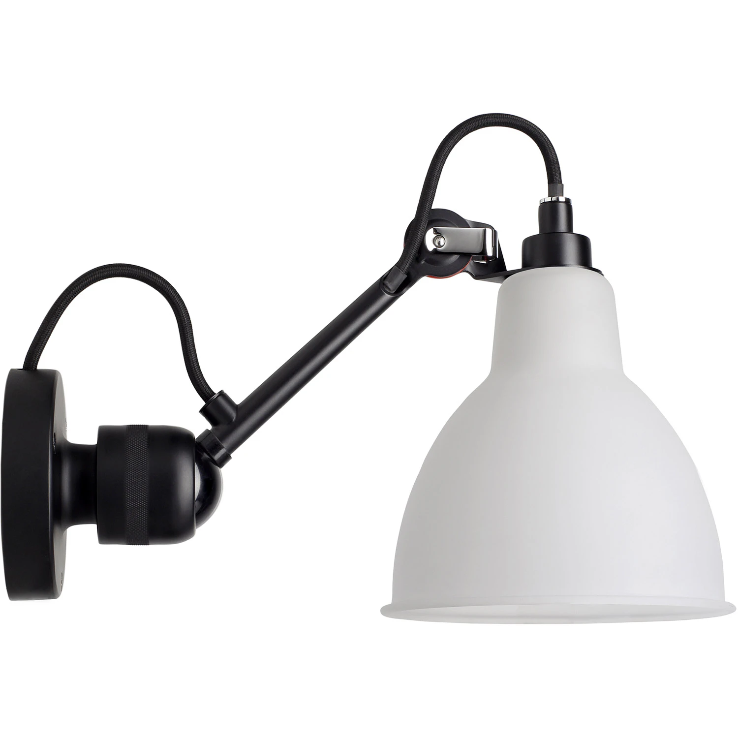 Dcwéditions La Lampe Gras N°304 Vägglampa Med Strömbrytare Svart / Frostat Glas - Vägglampor Stål Svart - LG-304 SW-BL-GL
