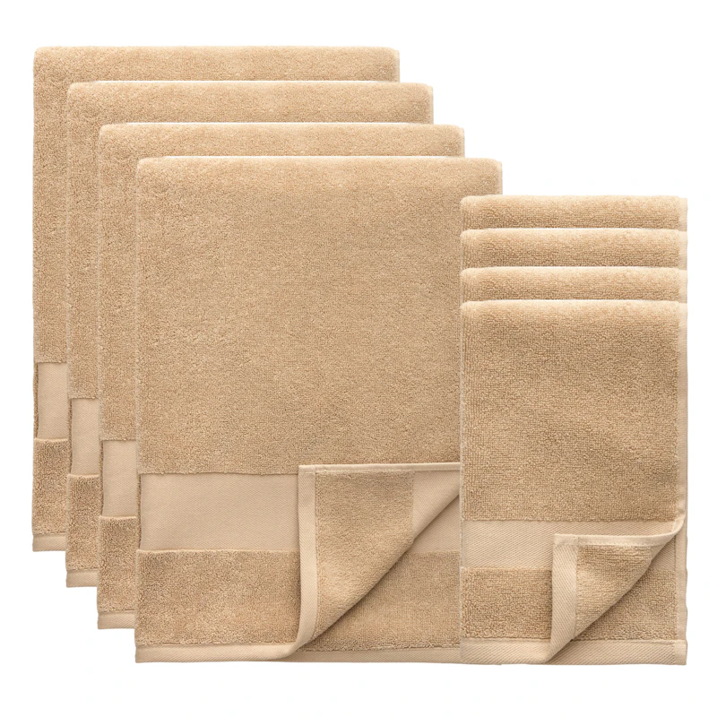 Alva Handduksset 50x70 + 70x140 cm 8-pack, Sand