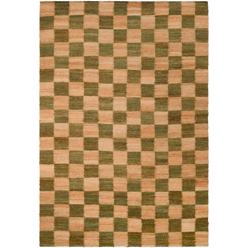 Chess Matta 180x270 cm, Natural Jute / Grön