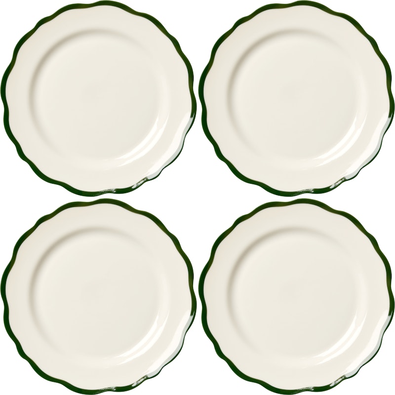 Fleur Assiett 21 cm 4-pack, Mörkgrön