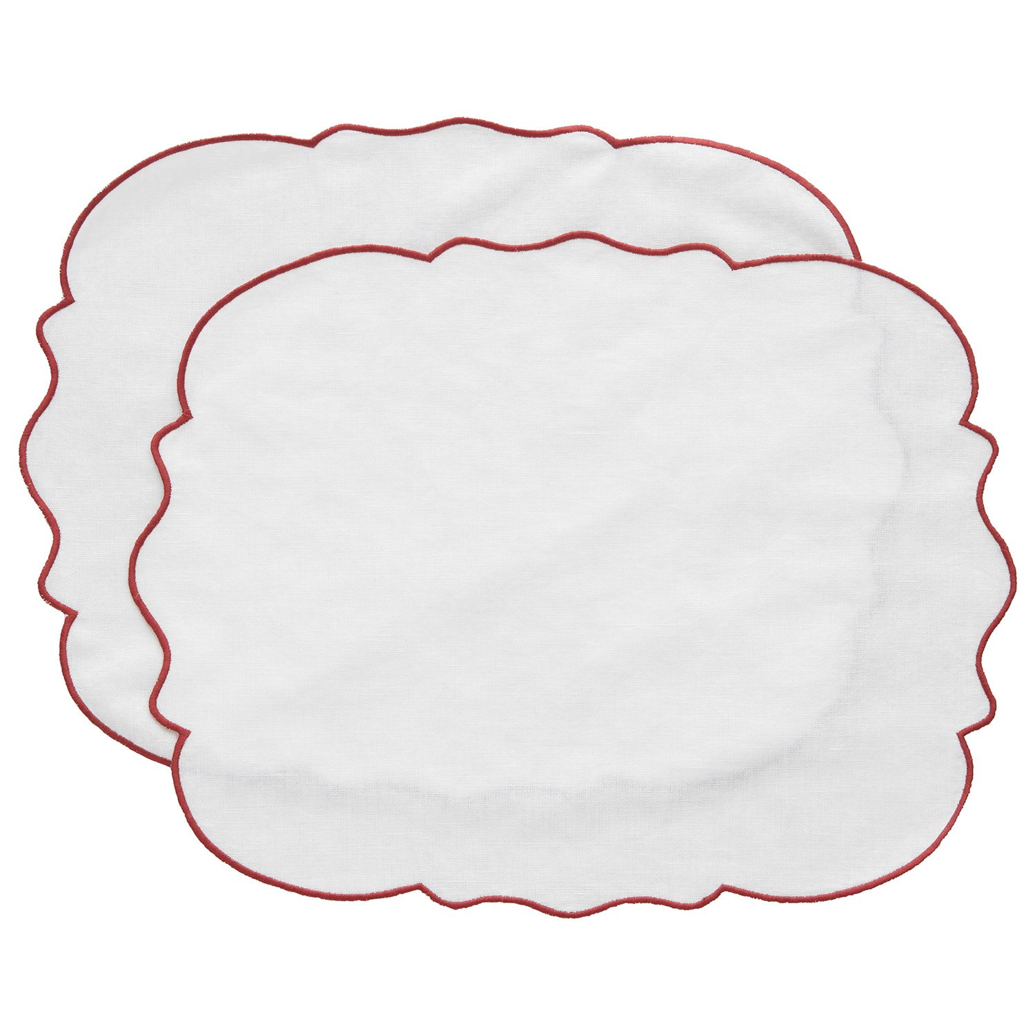 Decotique Gia Bordstablett 35x45 Cm 2-pack Vit / Vinr&ouml;d - Bordstabletter & Glasunderl&auml;gg Bomull Vit - 421701