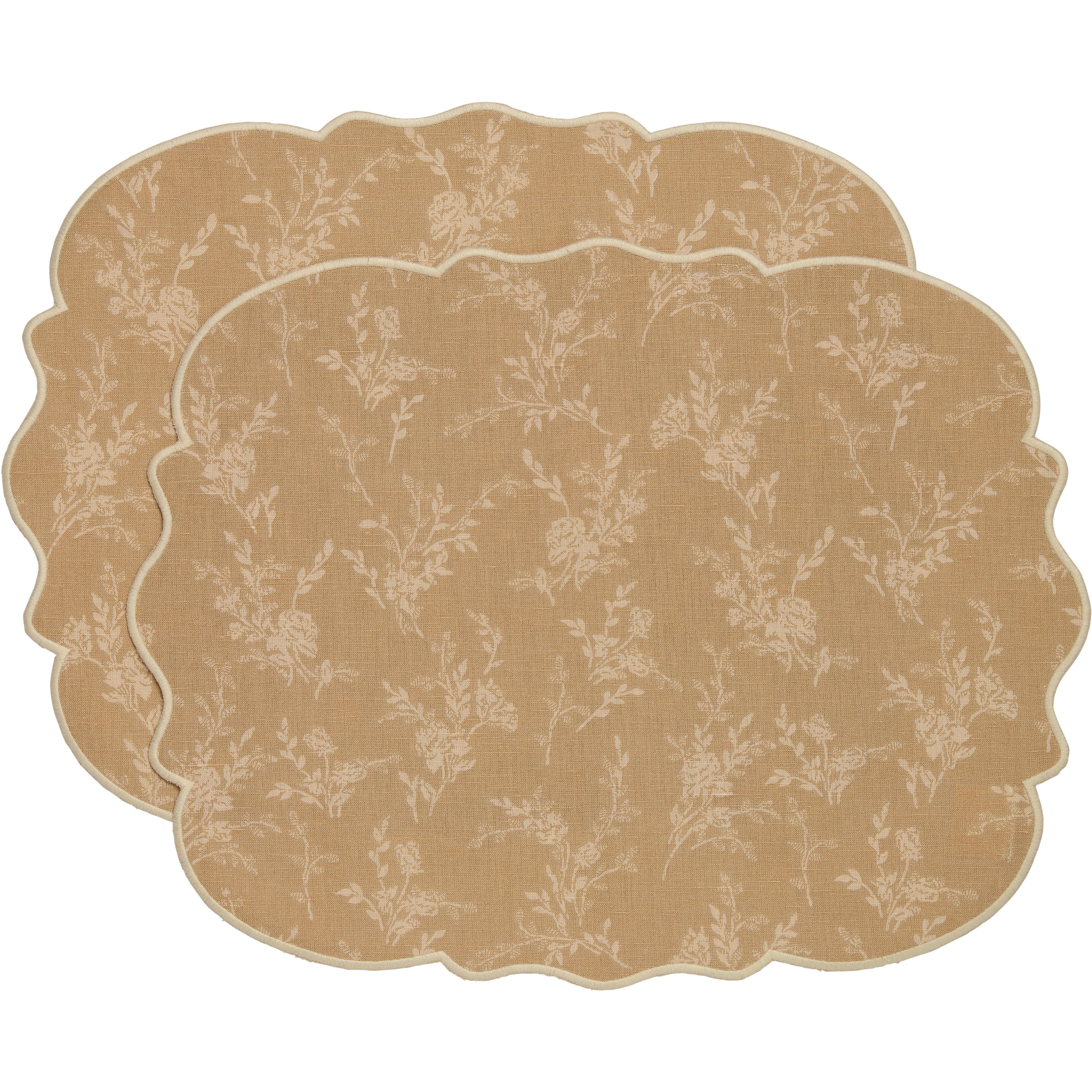Decotique Gia Bordstablett Blomma 35x45 Cm 2-pack Beige - Bordstabletter & Glasunderl&auml;gg Bomull Beige - 7340149805795