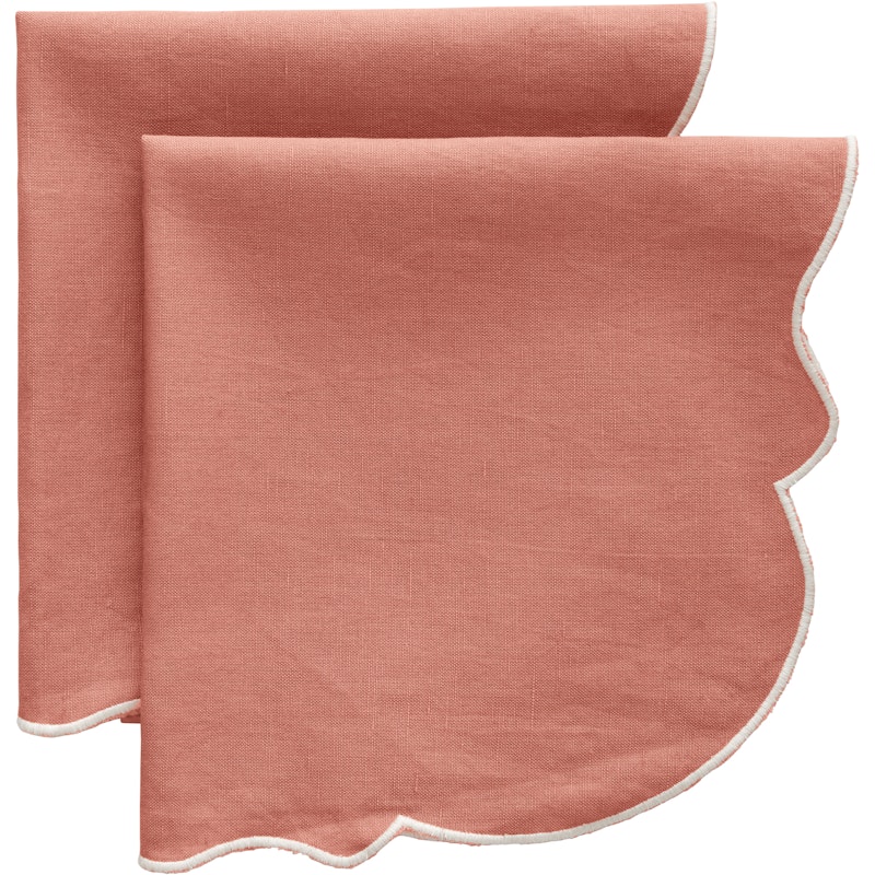 Gia Servett 45x45 cm 2-pack, Dusty Pink / Vit