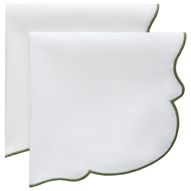 Gia Servett 45x45 cm 2-pack, Vit / Grön
