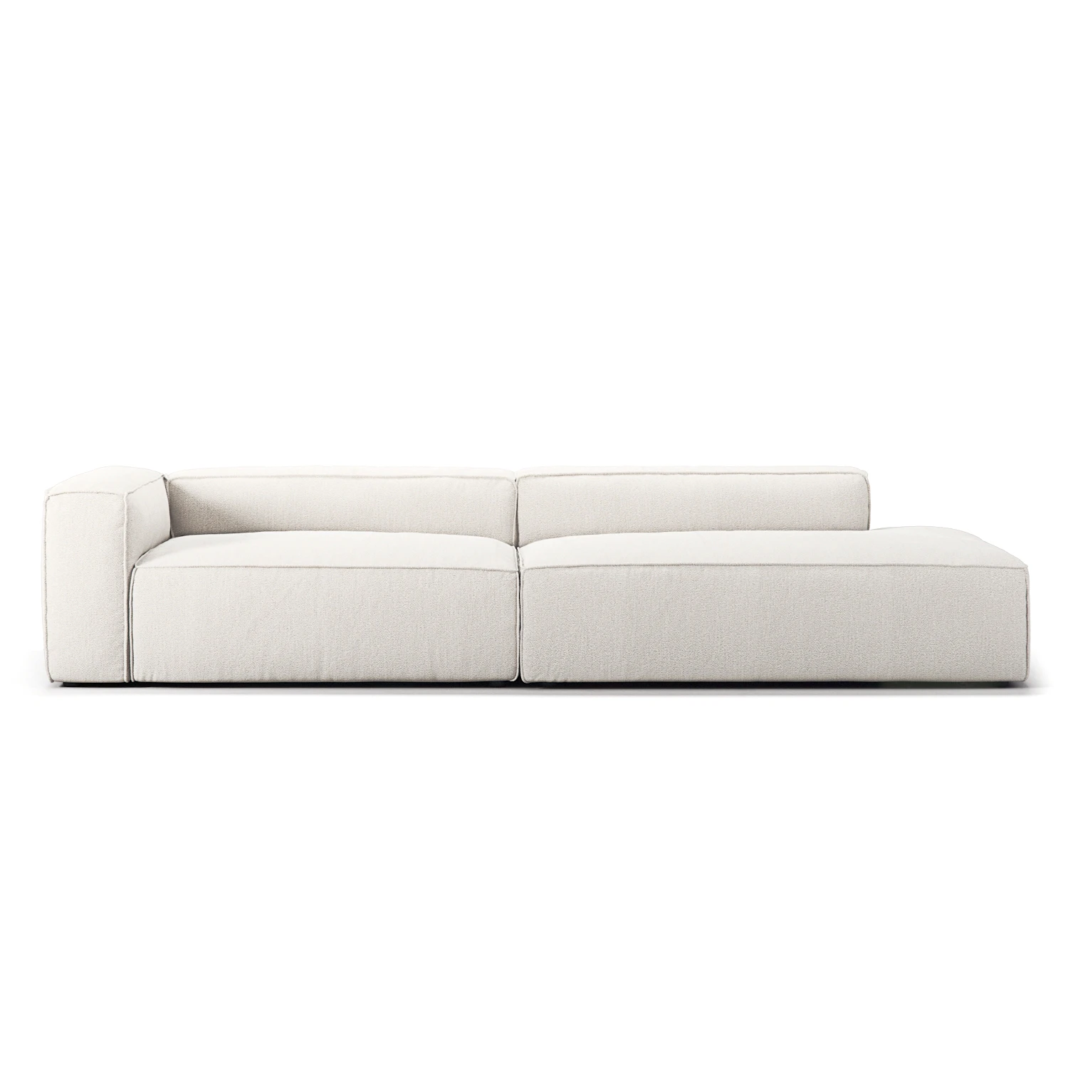 Decotique Grand 3-sitssoffa &Ouml;ppet Avslut H&ouml;ger Boucl&eacute;tyg Steam White - H&ouml;rnsoffor & Divansoffor Polyester Steam White - 372326-372334