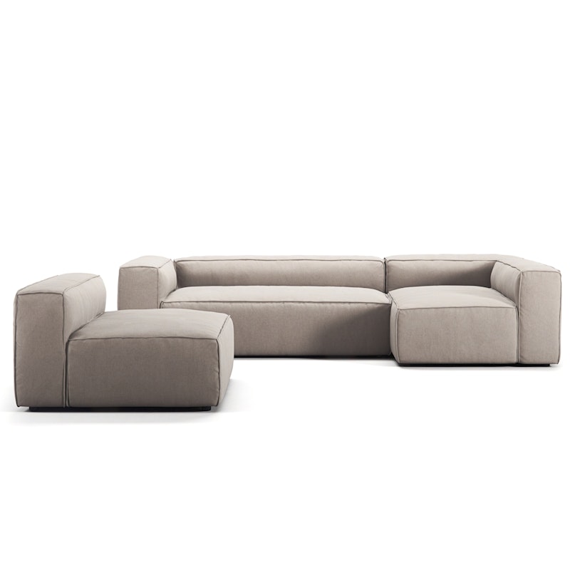 Grand 4-Sitssoffa Divan Höger Med Fåtölj Minetyg, Sandshell Beige