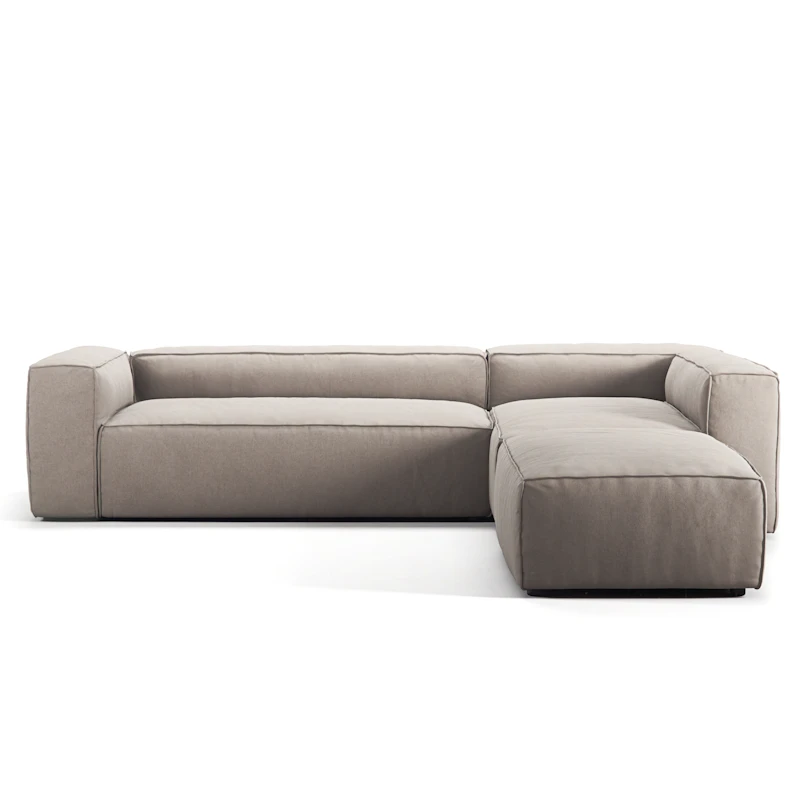 Grand 4-Sitssoffa Divan Höger öppet avslut Minetyg, Sandshell Beige