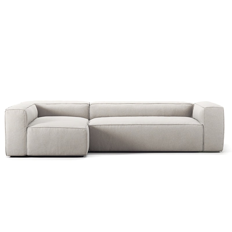 Grand 4-Sitssoffa Divan Vänster Minetyg, Moon White