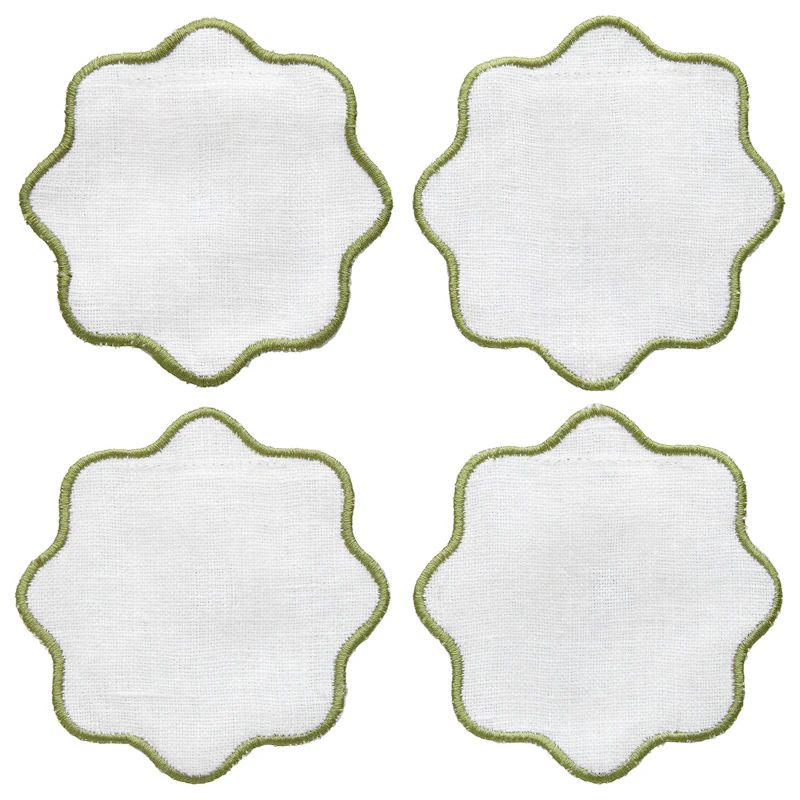 La Tavola Glasunderlägg 10x10 cm, Vit / Grön