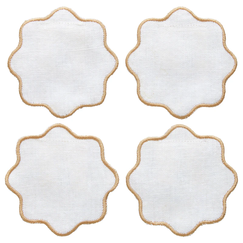 La Tavola Glasunderlägg 10x10 cm, Vit / Beige