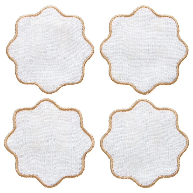 La Tavola Glasunderlägg 10x10 cm, Vit / Beige