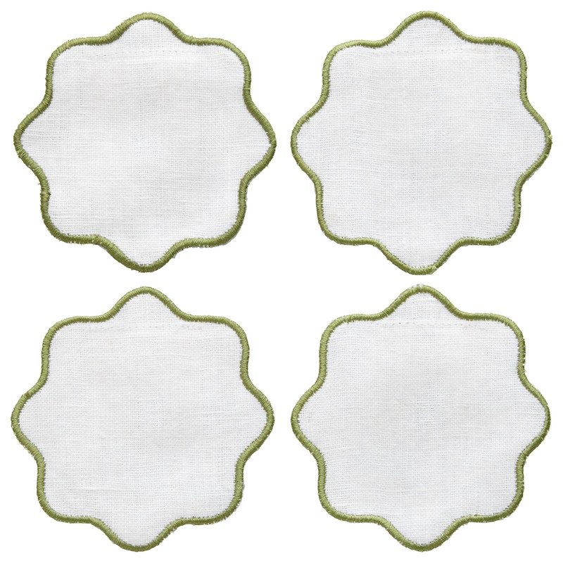La Tavola Glasunderlägg 10x10 cm, Vit / Grön