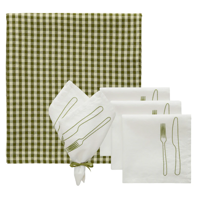 La Tavola / Oliva Textilset 4 Servetter + Duk, Oliv / Grön