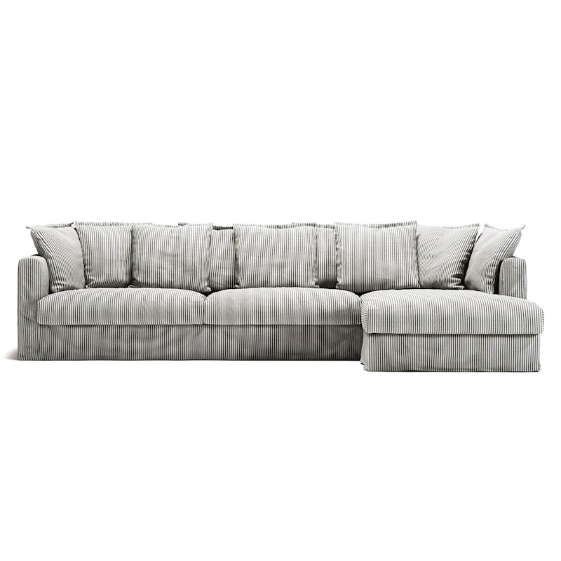 Klädsel Till Le Grand Air 3-sitssoffa Linne Divan Höger, Ash Stripe
